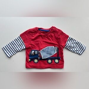 Baby Boden 0-3 Long Sleeve Shirt with Truck Design